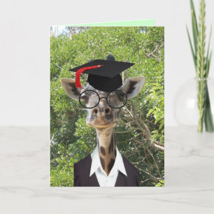 Afstuderen Giraffe Red Tassel Kaart