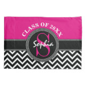 Afstuderen Girl Hot Pink en Black Class Jaar Kussensloop (Achterkant)
