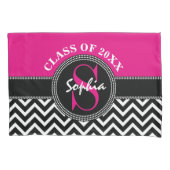 Afstuderen Girl Hot Pink en Black Class Jaar Kussensloop (Voorkant)