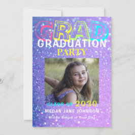 Afstuderen girly glitter foto middelbare school kaart