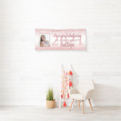 Afstuderen Girly Roos Gold Glitter Lights Foto Spandoek (Insitu)