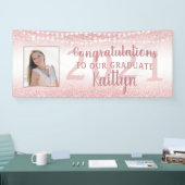 Afstuderen Girly Roos Gold Glitter Lights Foto Spandoek (Beurs)