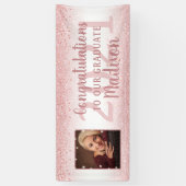 Afstuderen Girly Roos Gold Glitter Sparkle Foto Spandoek (Verticaal)