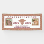 Afstuderen Glam Roos Gold Gefeliciteerd Foto Spandoek (Horizontaal)