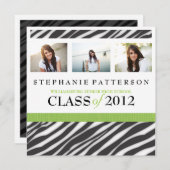 Afstuderen Glamor Girl Zebra Afdrukken met groen Kaart (Voorkant / Achterkant)