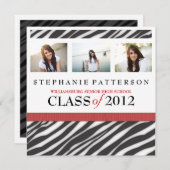 Afstuderen Glamor Girl Zebra Afdrukken met rood Kaart (Voorkant / Achterkant)