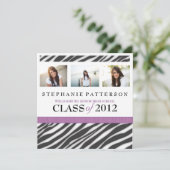 Afstuderen Glamor Girl Zebra Print met Paars Kaart (Staand voorkant)