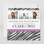 Afstuderen Glamor Girl Zebra Print met Paars Kaart (Voorkant)