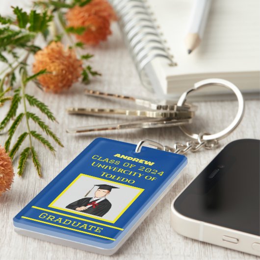 Afstuderen Gleam: Succes herdenken in elke sleutel Sleutelhanger (Voorkant Rechts)
