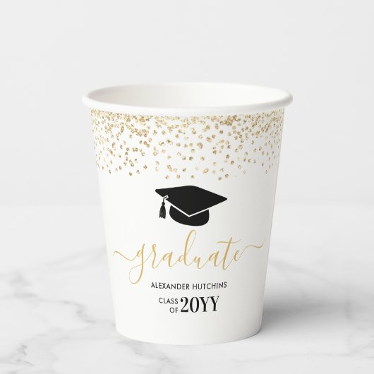 Afstuderen Glitter Confetti Graduation Party Papieren Bekers (Achterkant)