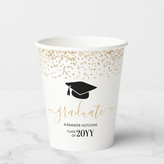 Afstuderen Glitter Confetti Graduation Party Papieren Bekers (Voorkant)