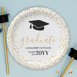Afstuderen Glitter Confetti Graduation Party Papieren Bordje