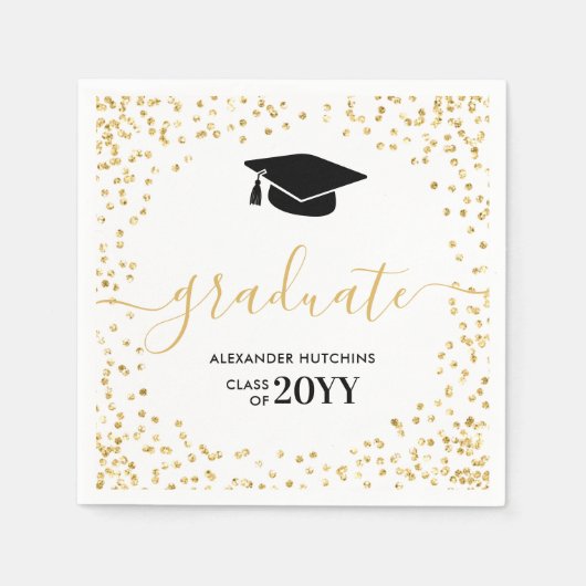 Afstuderen Glitter Confetti Graduation Party Servet (Voorkant)