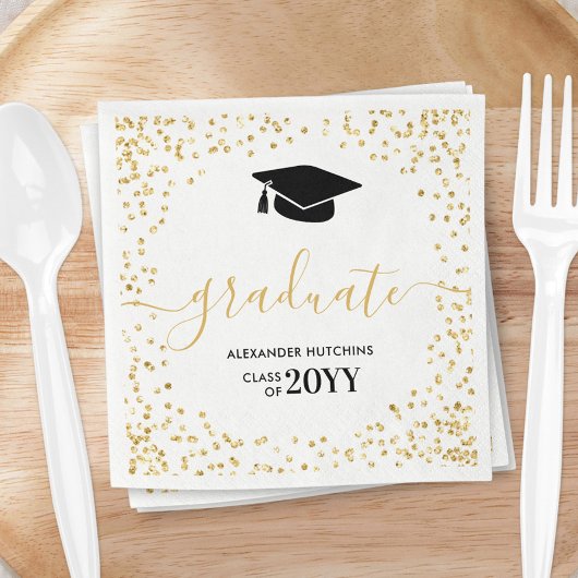 Afstuderen Glitter Confetti Graduation Party Servet