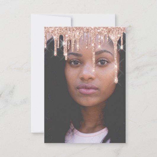 Afstuderen Glitter-drift Roos Fotostudent Kaart (Achterkant)