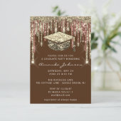 Afstuderen Glitter Photo Brown Gold Kaart (Staand voorkant)