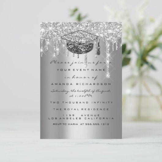 Afstuderen Glitter Silver Grey Drids Cup Kaart (Staand voorkant)
