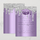 Afstuderen Glitter Silver Grey Drift Paars Kaart (Voorkant / Achterkant)