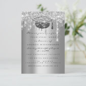Afstuderen Glitter Silver Grey Drip Gold Foto Kaart (Staand voorkant)