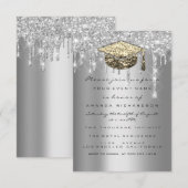 Afstuderen Glitter Silver Grey Drives Gold Kaart (Voorkant / Achterkant)