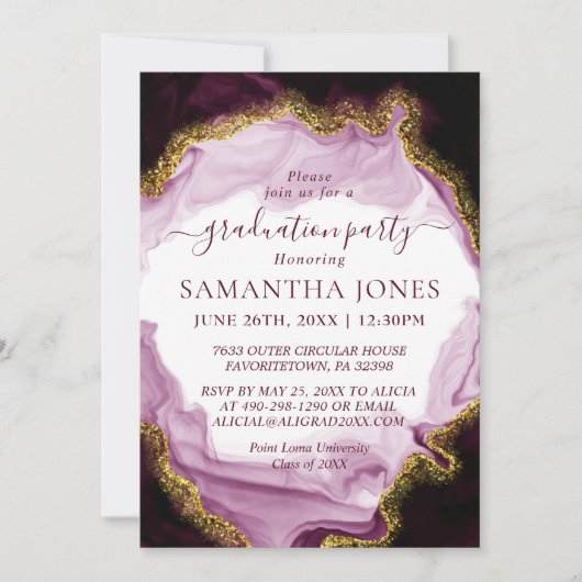 Afstuderen Glitter Waterverf Calligraphy Kaart (Voorkant)