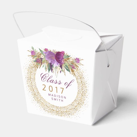 Afstuderen Glitter Waterverf Flower Gold Confetti Bedankdoosjes (Achterkant)