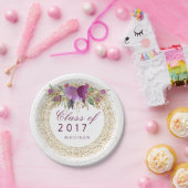 Afstuderen Glitter Waterverf Flower Gold Confetti Papieren Bordje (Feest)