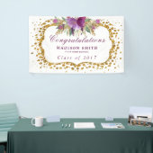 Afstuderen Glitter Waterverf Flower Gold Confetti Spandoek (Beurs)