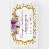 Afstuderen Glitter Waterverf Flower Gold Confetti Spandoek (Verticaal)
