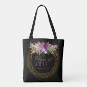 Afstuderen Glitter Waterverf Flower Gold Confetti Tote Bag (Achterkant)