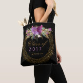 Afstuderen Glitter Waterverf Flower Gold Confetti Tote Bag (Dichtbij)