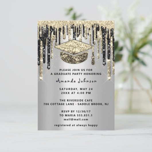 Afstuderen glitterbeker Gold Silver Kaart (Staand voorkant)