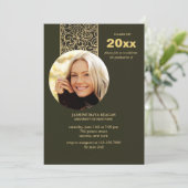 Afstuderen Glitz Fotouitnodiging Kaart (Staand voorkant)
