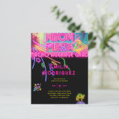 Afstuderen Glow Party Invitación Fiesta de Neón (Staand voorkant)