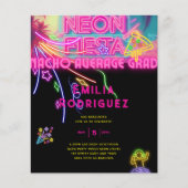 Afstuderen Glow Party Invitación Fiesta de Neón (Voorkant)