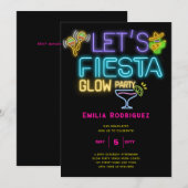 Afstuderen Glow Party Invitación Fiesta de Neón Kaart (Voorkant / Achterkant)