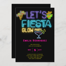 Afstuderen Glow Party Invitación Fiesta de Neón Kaart