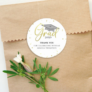 Afstuderen Gold Afstudeerder Calligrafie Return Ha Ronde Sticker