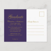 Afstuderen Gold Afstudeerder Pet en script op Paar Uitnodiging Briefkaart (Achterkant)