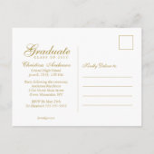 Afstuderen Gold Afstudeerder Pet & Script op White Uitnodiging Briefkaart (Achterkant)