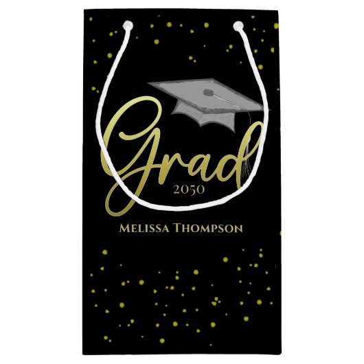 Afstuderen Gold Afstuderen Script Pet Eenvoudig Af Klein Cadeauzakje (Achterkant)