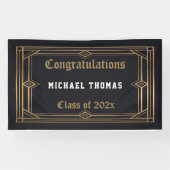 Afstuderen Gold Art Deco-Lijst op zwart Spandoek (Horizontaal)
