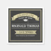 Afstuderen Gold Black banner Mortarboard Servet (Voorkant)