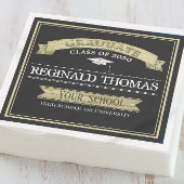 Afstuderen Gold Black  banner Mortarboard Servet