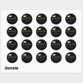 Afstuderen Gold Black Eenvoudige gradatieknop Ronde Sticker (Vel)