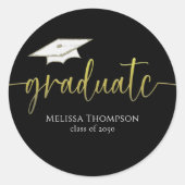 Afstuderen Gold Black Eenvoudige gradatieknop Ronde Sticker (Voorkant)