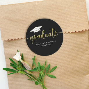 Afstuderen Gold Black Eenvoudige gradatieknop Ronde Sticker
