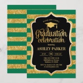 Afstuderen - Gold Black Green Stripes Kaart (Voorkant / Achterkant)