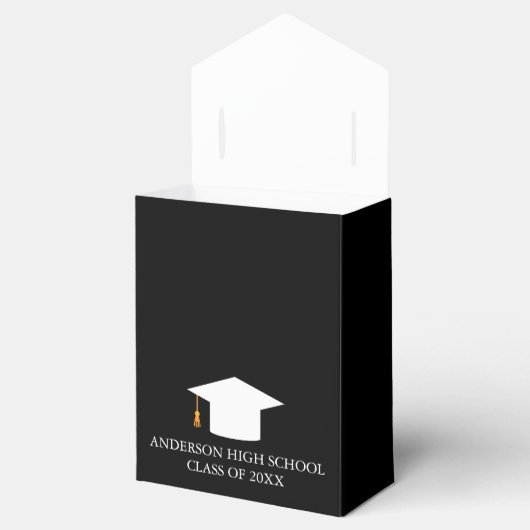 Afstuderen Gold Black Klasse van 2022 Elegant Part Bedankdoosjes (Geopend)