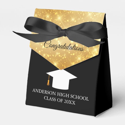 Afstuderen Gold Black Klasse van 2022 Elegant Part Bedankdoosjes (Voorkant Zijde)